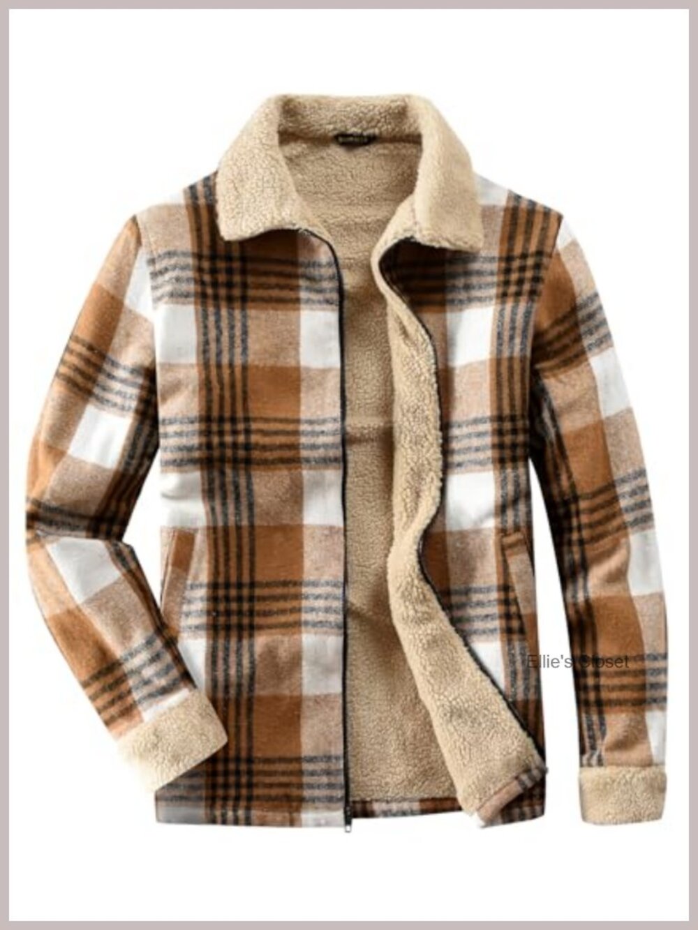 Women's Flannel Sherpa Lined Full Zip Plaid Fleece Jacket